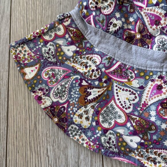 Wide Brim Sun Hat with Heart Paisley Pattern and Adjustable Chin Strap - Picture 3 of 11